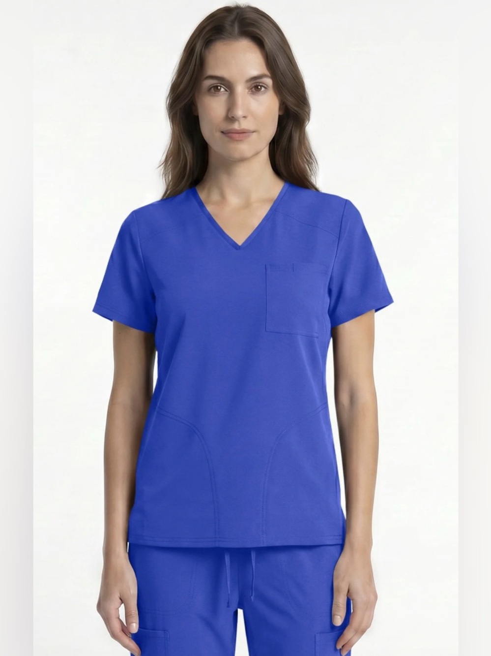 NWT Scrubstar Unisex Medical Scrub V neck Top in Royal Blue